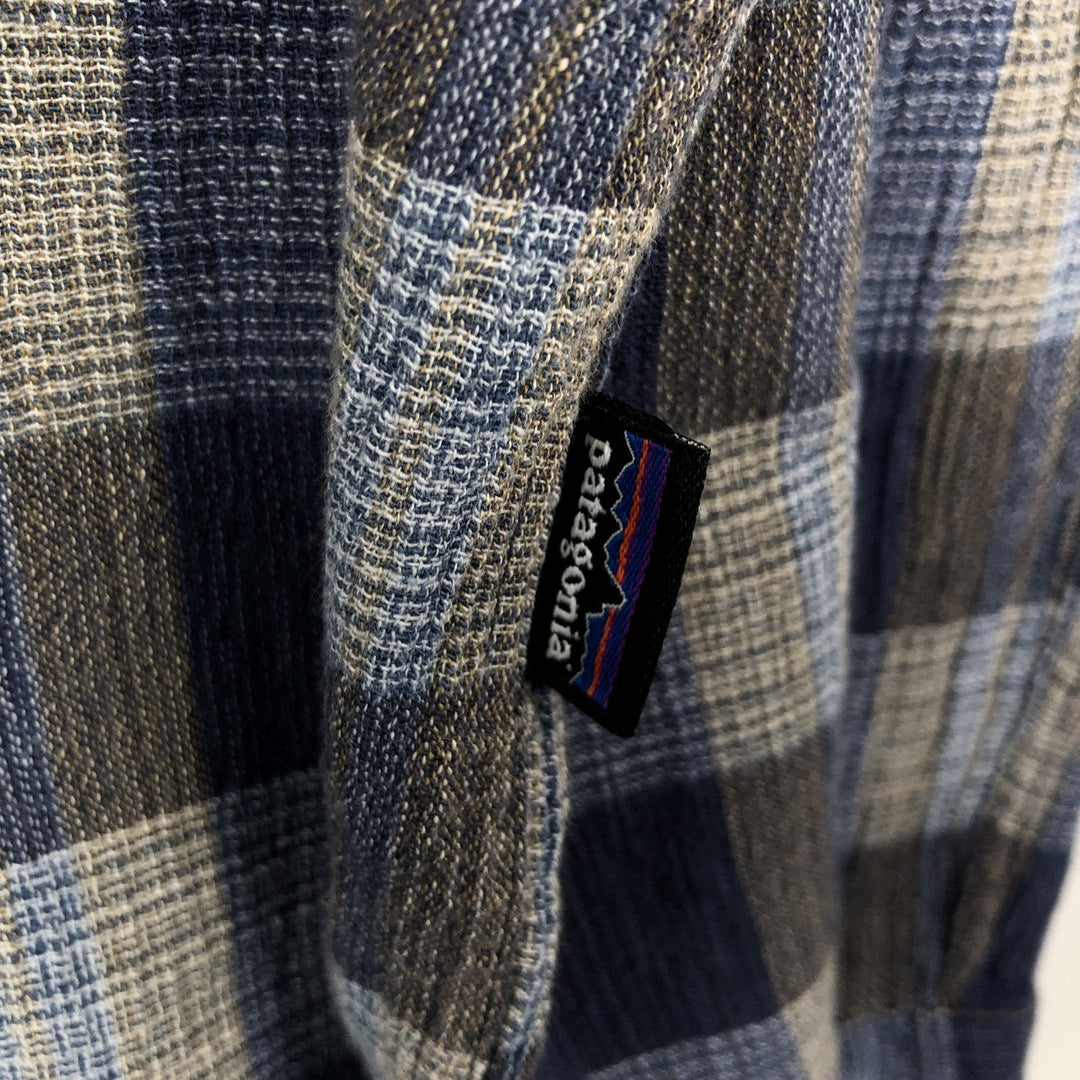Patagonia ORGANIC COTTON 53832SP14 Long-Sleeve Cotton Check Shirt, Men's XL (approx.) Organic cotton blue type Vintage Second Hand
