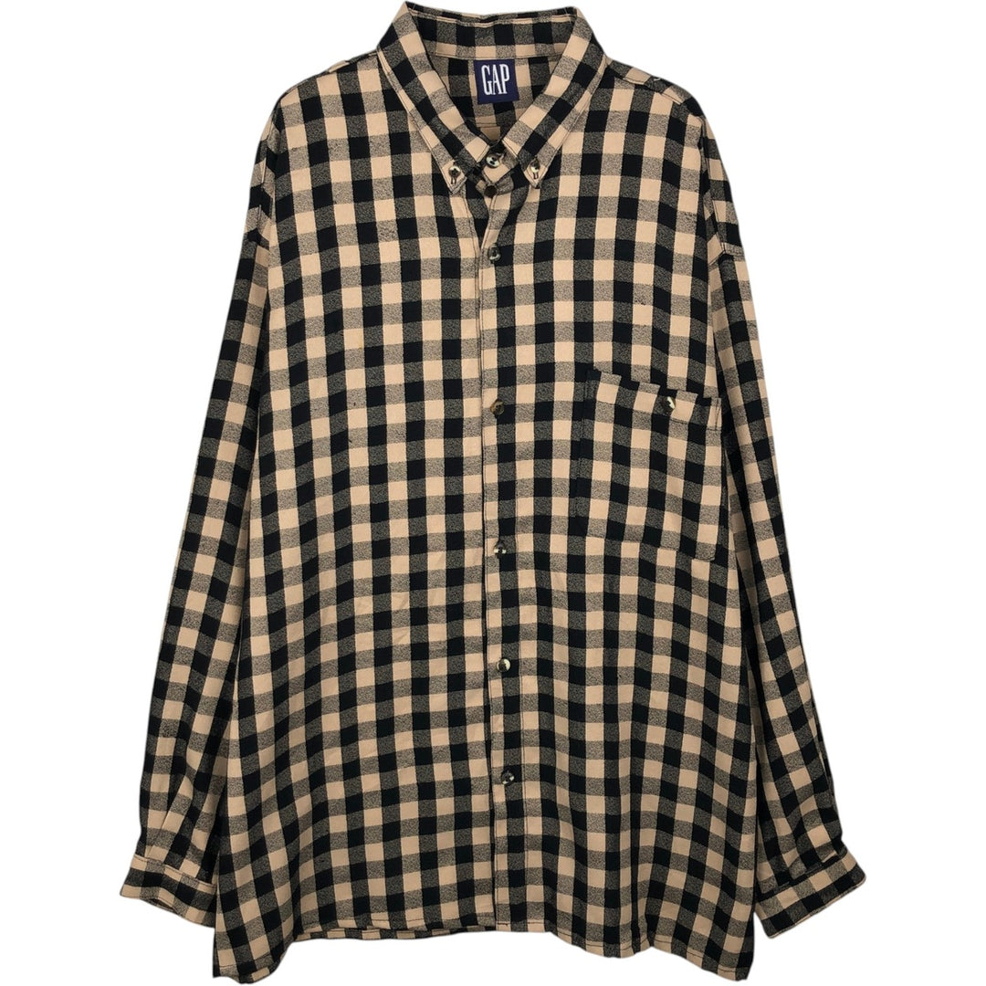 GAP (Old GAP) Long-Sleeve Button-Down Check Shirt, Men's Size L (approx.), 2000s. unclear Beige type Vintage Second Hand