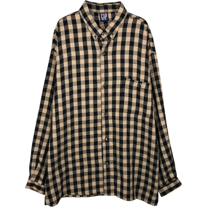 GAP (Old GAP) Long-Sleeve Button-Down Check Shirt, Men's Size L (approx.), 2000s. unclear Beige type Vintage Second Hand