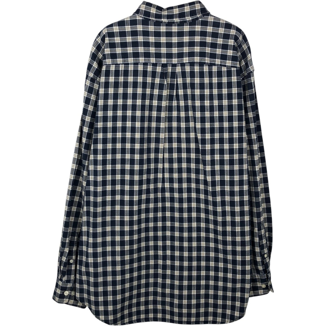 90'S GAP Vintage Long Sleeve Cotton Check Shirt, Men's Size L cotton navy blue type Vintage Second Hand