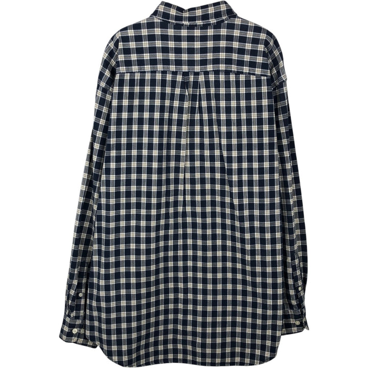 90'S GAP Vintage Long Sleeve Cotton Check Shirt, Men's Size L cotton navy blue type Vintage Second Hand