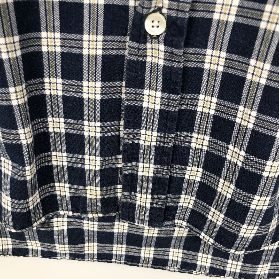 90'S GAP Vintage Long Sleeve Cotton Check Shirt, Men's Size L cotton navy blue type Vintage Second Hand