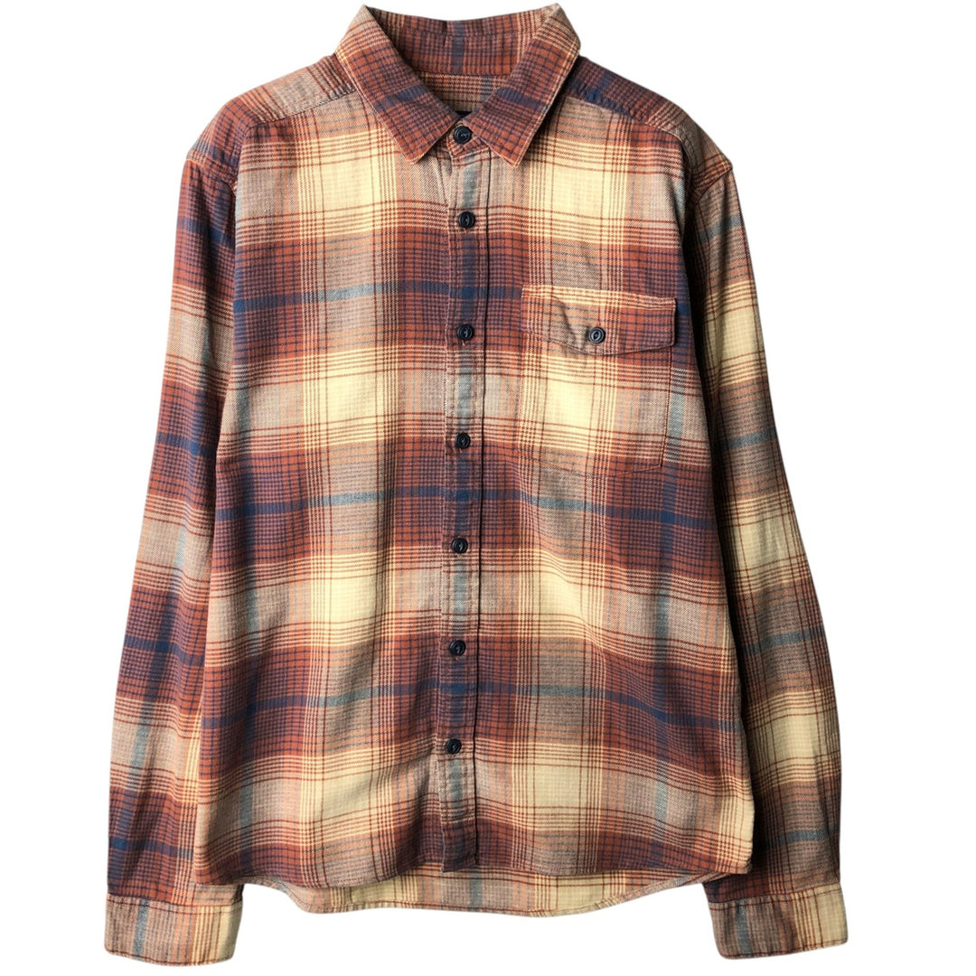 Patagonia ORGANIC COTTON 54020FA19 Long-Sleeve Flannel Check Shirt, Men's Size S (approx.) Organic cotton brown type Vintage Second Hand