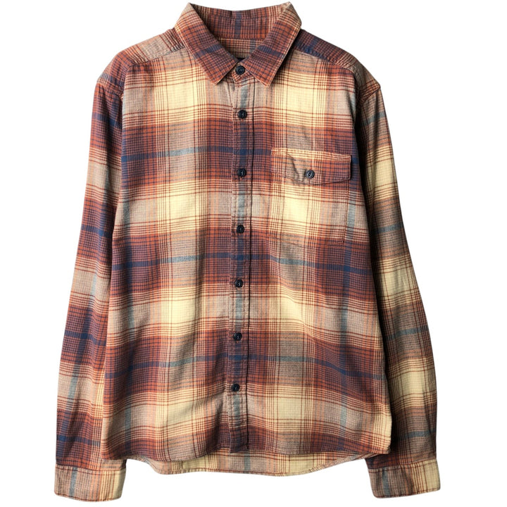 Patagonia ORGANIC COTTON 54020FA19 Long-Sleeve Flannel Check Shirt, Men's Size S (approx.) Organic cotton brown type Vintage Second Hand