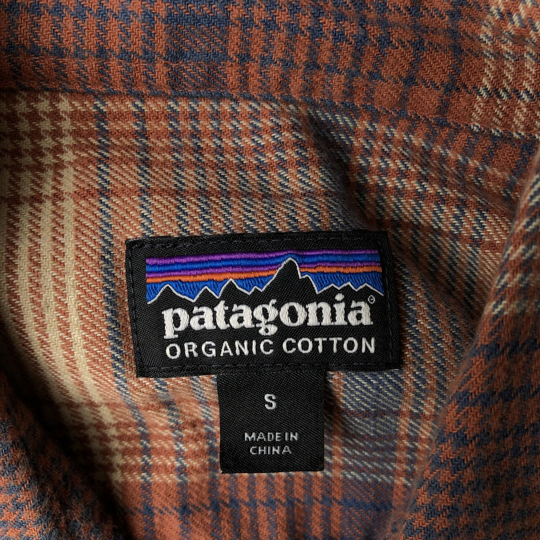 Patagonia ORGANIC COTTON 54020FA19 Long-Sleeve Flannel Check Shirt, Men's Size S (approx.) Organic cotton brown type Vintage Second Hand