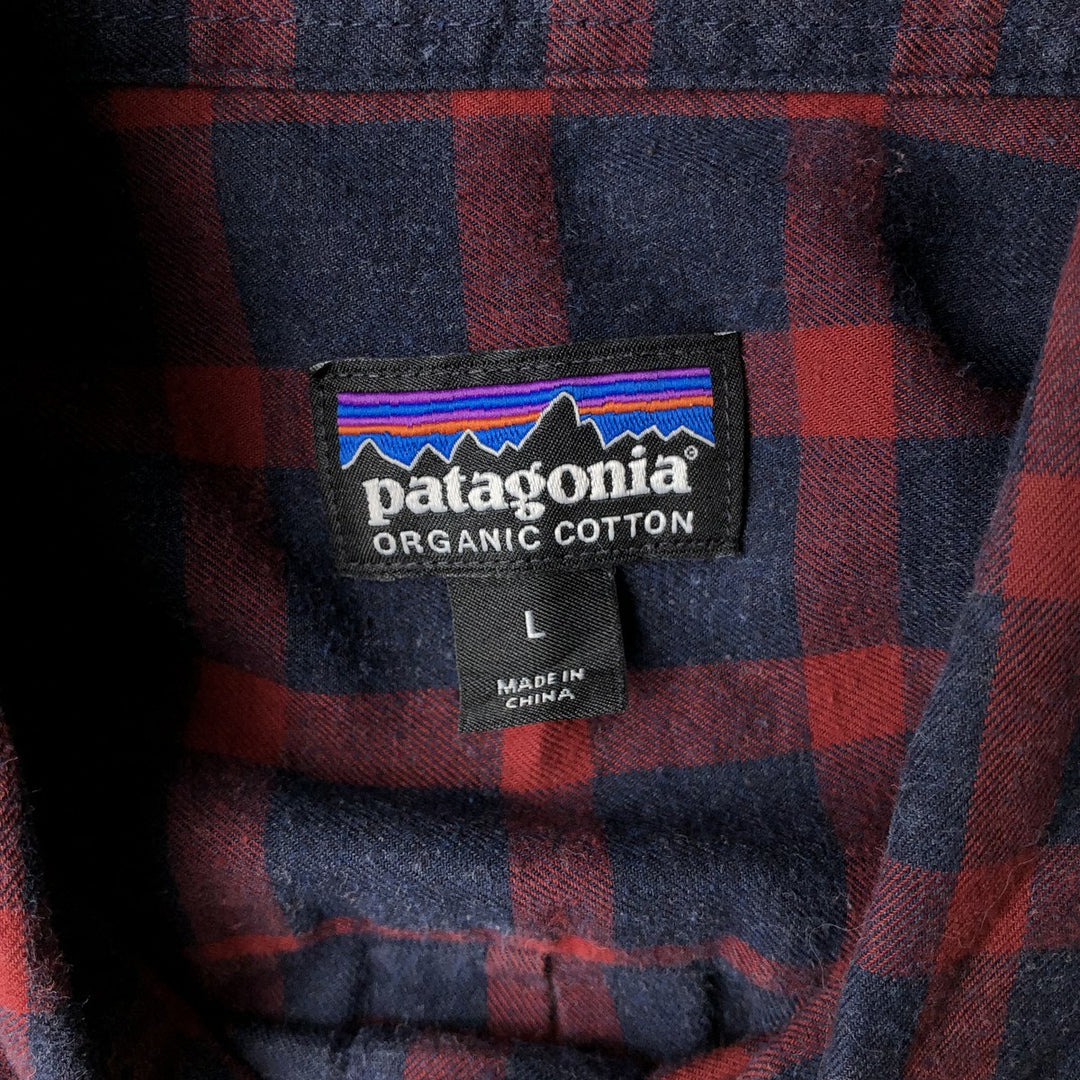 Patagonia Organic Cotton Long-Sleeve Flannel Check Shirt (Men's Size L) Organic cotton red type Vintage Second Hand