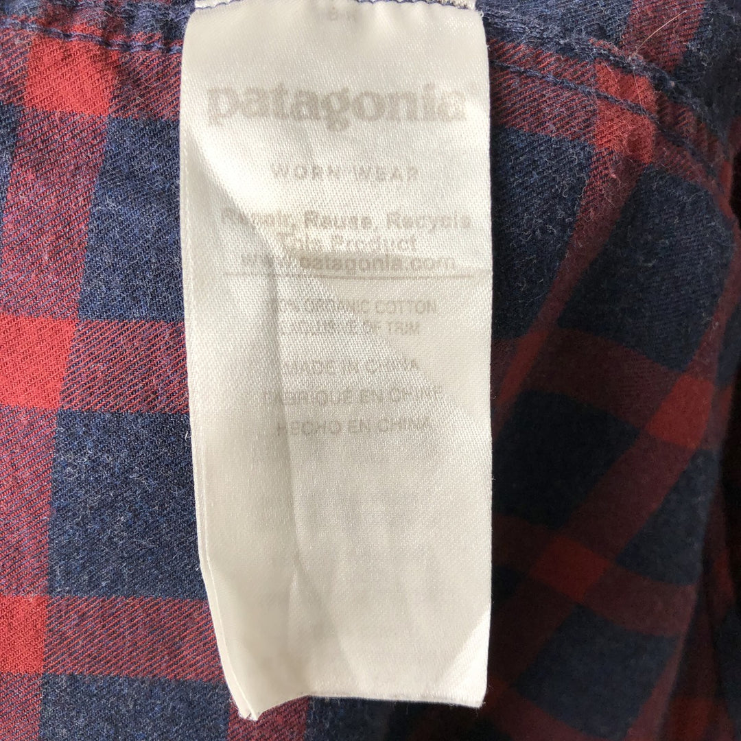 Patagonia Organic Cotton Long-Sleeve Flannel Check Shirt (Men's Size L) Organic cotton red type Vintage Second Hand