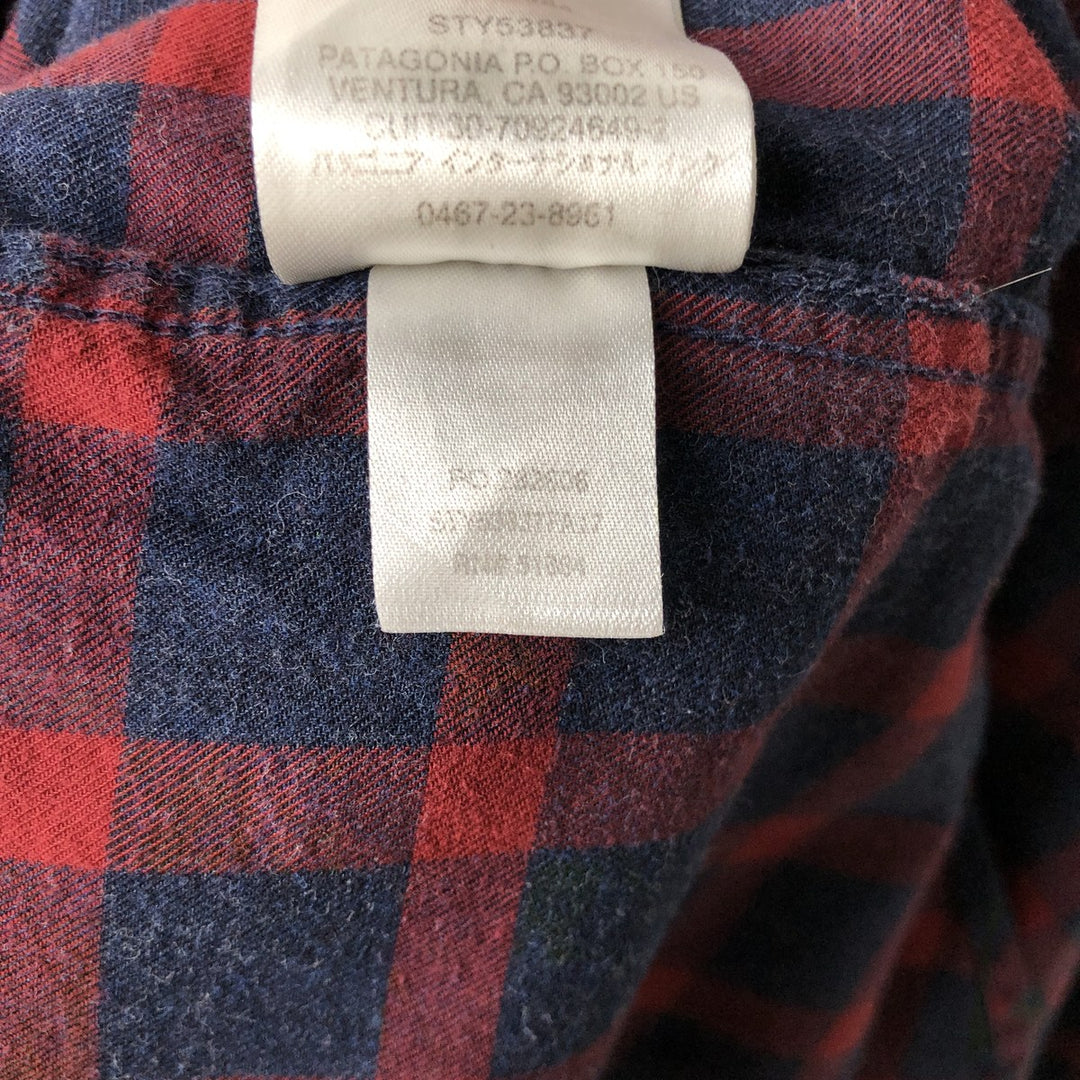 Patagonia Organic Cotton Long-Sleeve Flannel Check Shirt (Men's Size L) Organic cotton red type Vintage Second Hand