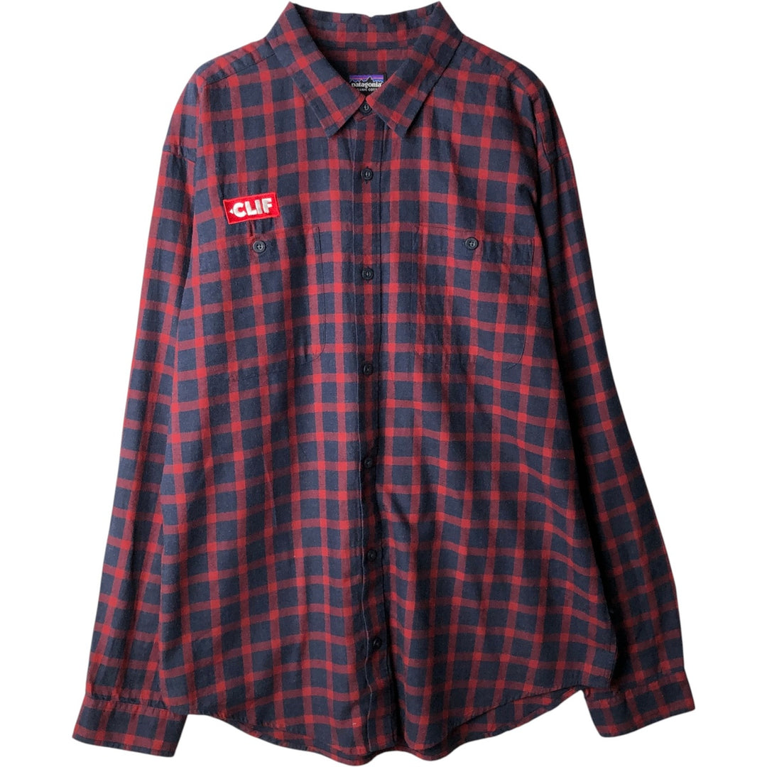 Patagonia ORGANIC COTTON 53837FA17 Long-Sleeve Flannel Check Shirt, Men's Size L (approx.) Organic cotton red type Vintage Second Hand