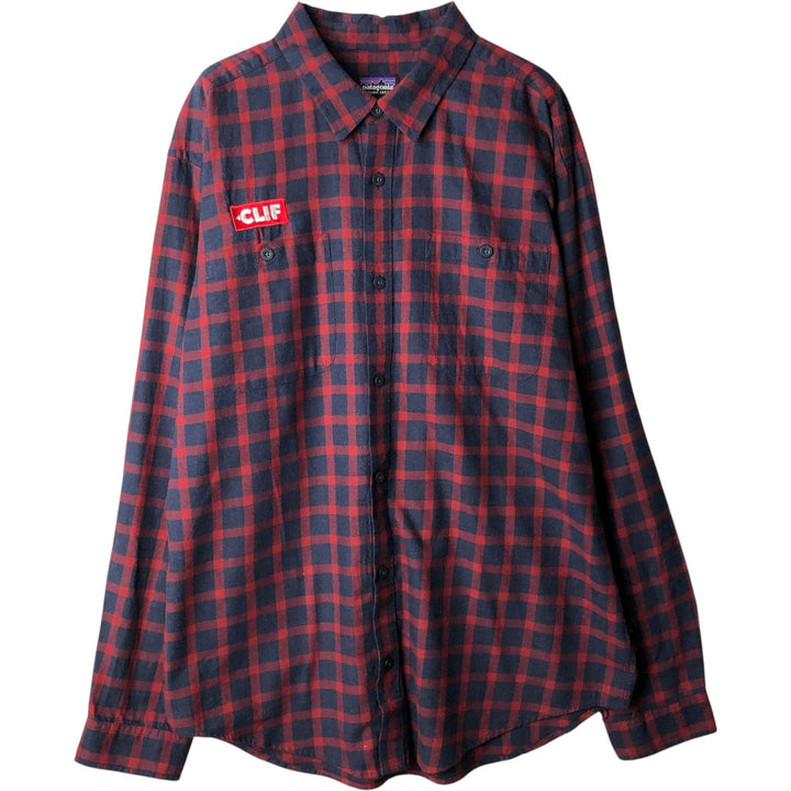 Patagonia ORGANIC COTTON 53837FA17 Long-Sleeve Flannel Check Shirt, Men's Size L (approx.) Organic cotton red type Vintage Second Hand