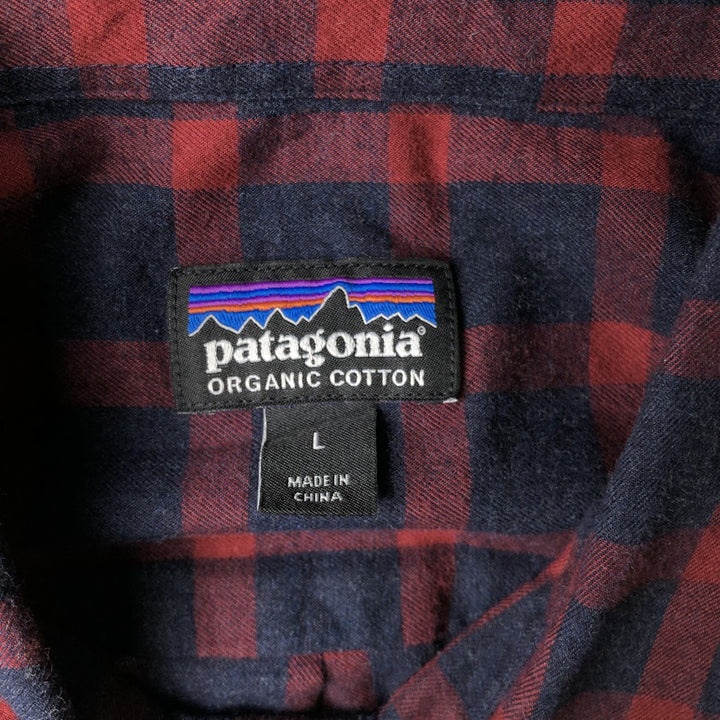 Patagonia ORGANIC COTTON 53837FA17 Long-Sleeve Flannel Check Shirt, Men's Size L (approx.) Organic cotton red type Vintage Second Hand