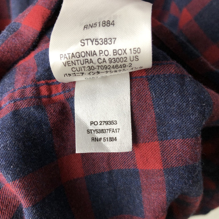 Patagonia ORGANIC COTTON 53837FA17 Long-Sleeve Flannel Check Shirt, Men's Size L (approx.) Organic cotton red type Vintage Second Hand