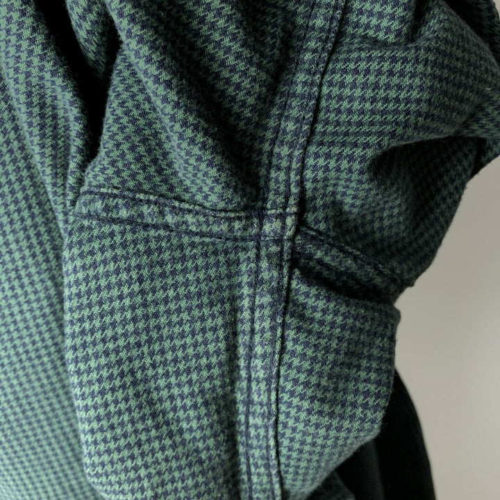 90s-00'S L.L.Bean Traditional Fit Houndstooth Pattern Long-Sleeve Button-Down Flannel Check Shirt, Men's Size S (approx.) cotton green type Vintage Second Hand