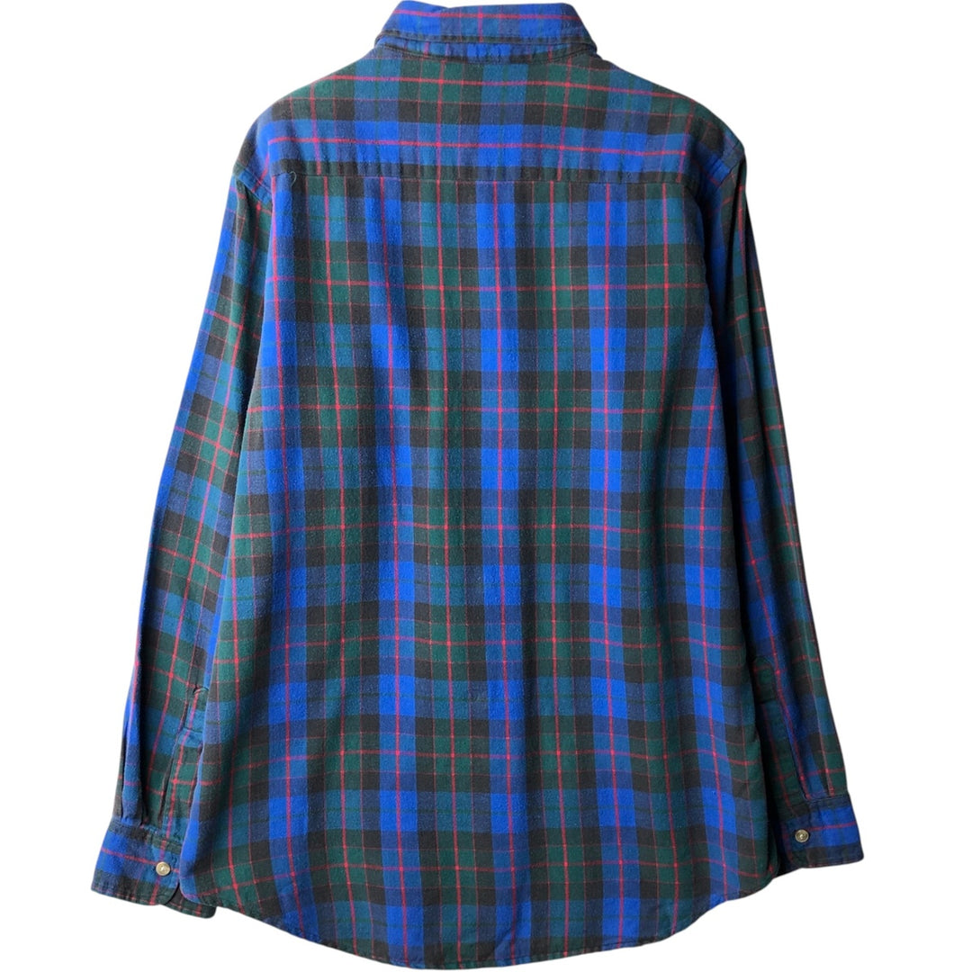 1980'S Woolrich Long-Sleeve Button-Down Flannel Check Shirt, Men's Size L (Equivalent), Vintage unclear blue type Vintage Second Hand