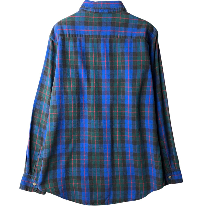 1980'S Woolrich Long-Sleeve Button-Down Flannel Check Shirt, Men's Size L (Equivalent), Vintage unclear blue type Vintage Second Hand
