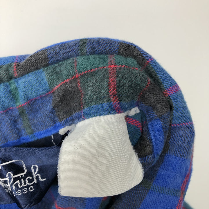 1980'S Woolrich Long-Sleeve Button-Down Flannel Check Shirt, Men's Size L (Equivalent), Vintage unclear blue type Vintage Second Hand