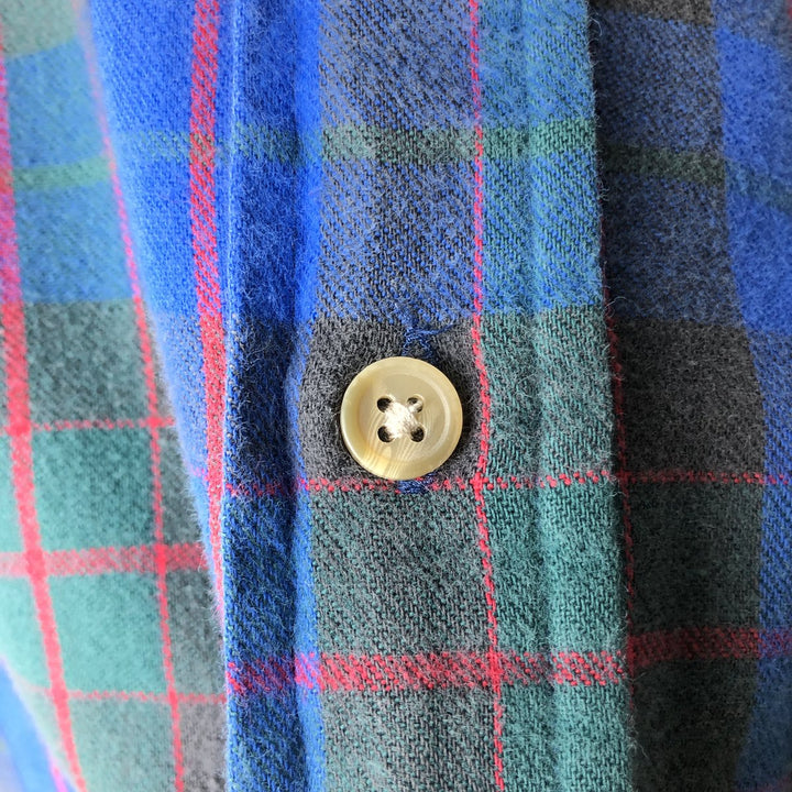 1980'S Woolrich Long-Sleeve Button-Down Flannel Check Shirt, Men's Size L (Equivalent), Vintage unclear blue type Vintage Second Hand