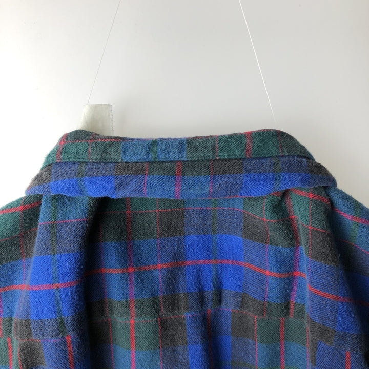 1980'S Woolrich Long-Sleeve Button-Down Flannel Check Shirt, Men's Size L (Equivalent), Vintage unclear blue type Vintage Second Hand