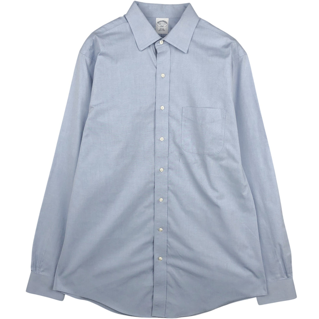 Brooks Brothers Wide Collar Plain Long-Sleeve Cotton Shirt, Men's Size L (approx.) cotton Blue type light blue Vintage Second Hand