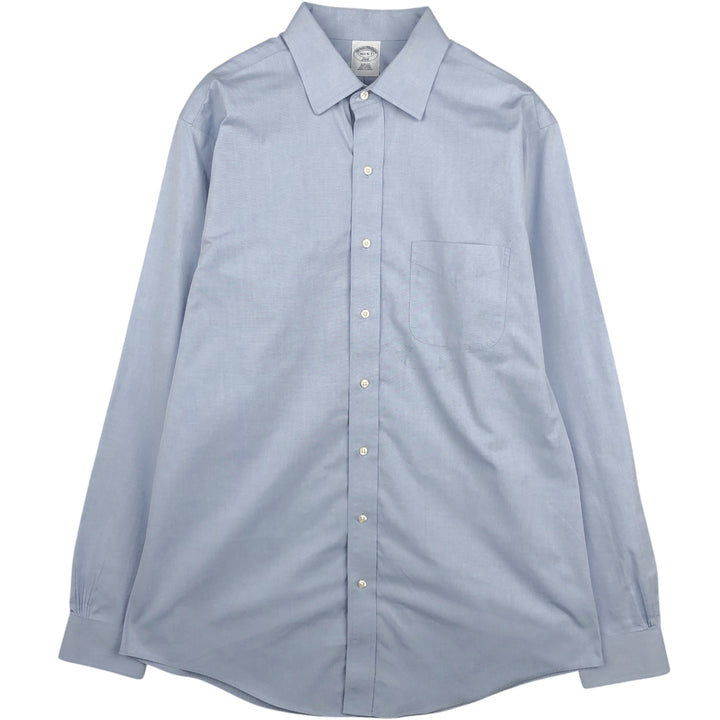 Brooks Brothers Wide Collar Plain Long-Sleeve Cotton Shirt, Men's Size L (approx.) cotton Blue type light blue Vintage Second Hand