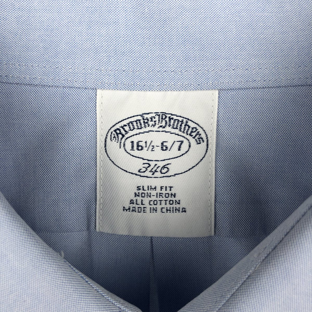 Brooks Brothers Wide Collar Plain Long-Sleeve Cotton Shirt, Men's Size L (approx.) cotton Blue type light blue Vintage Second Hand