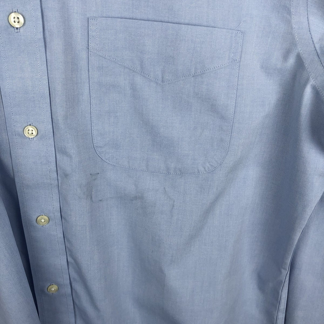 Brooks Brothers Wide Collar Plain Long-Sleeve Cotton Shirt, Men's Size L (approx.) cotton Blue type light blue Vintage Second Hand