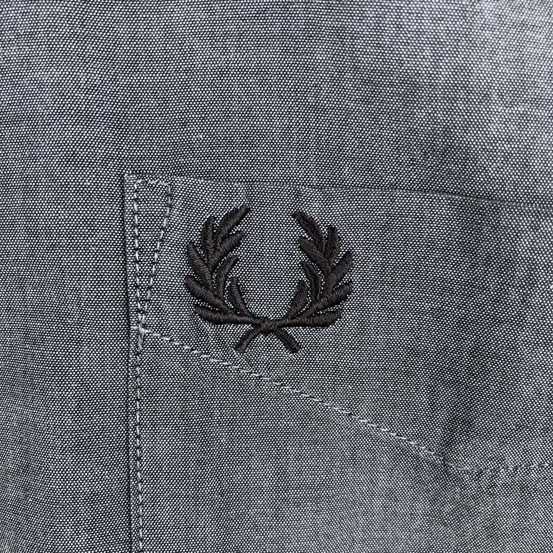 Fred Perry long-sleeved button-down shirt, men's size L (approx.) cotton navy blue type Vintage Second Hand