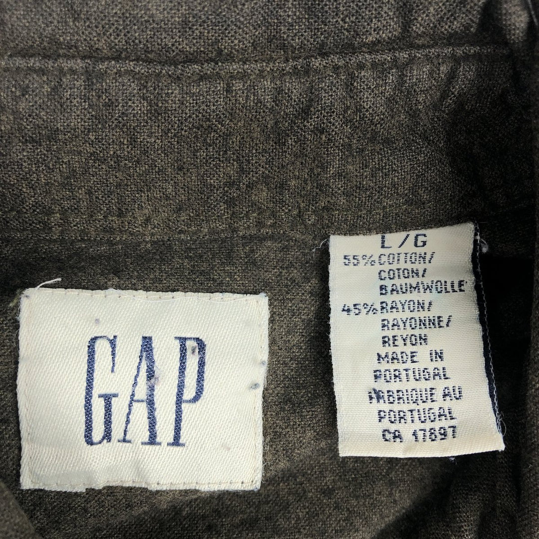 90'S GAP Vintage Long Sleeve Button-Down Shirt, Men's Size L cotton brown type Vintage Second Hand