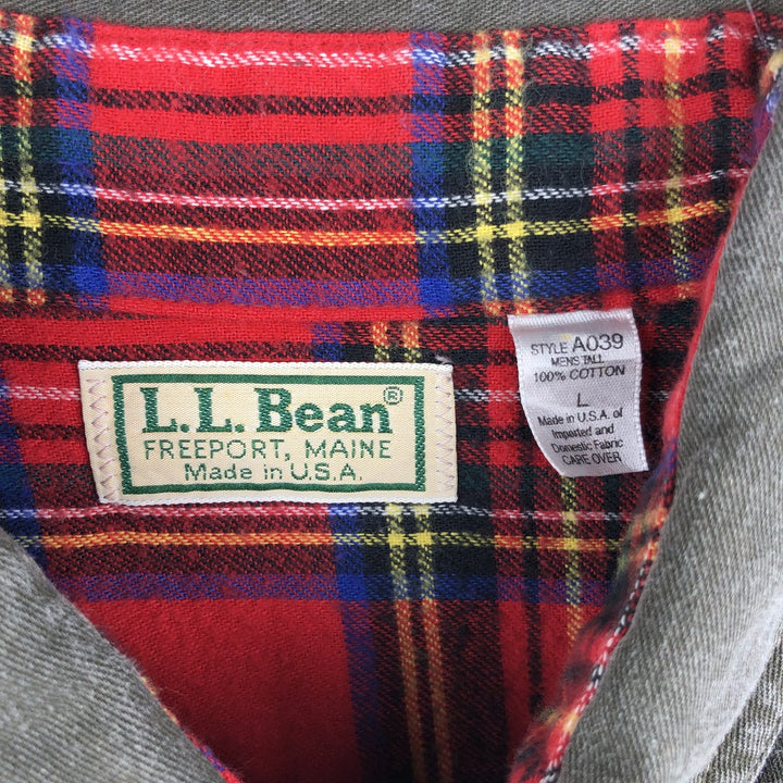 70s-80'S LL Bean Long-Sleeve Cotton Shirt, Made in USA, Men's Size L (Equivalent), Vintage cotton Khaki type brown Vintage Second Hand