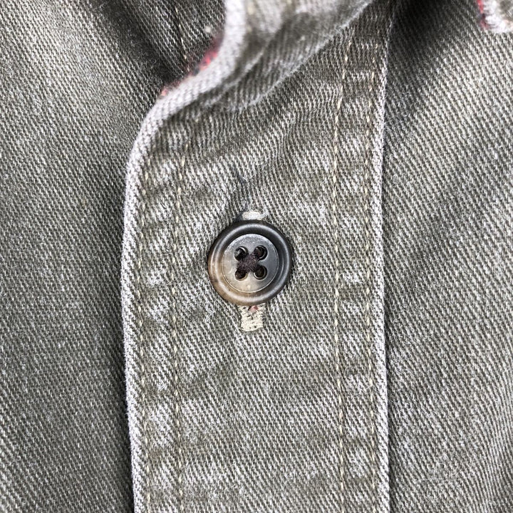 70s-80'S LL Bean Long-Sleeve Cotton Shirt, Made in USA, Men's Size L (Equivalent), Vintage cotton Khaki type brown Vintage Second Hand