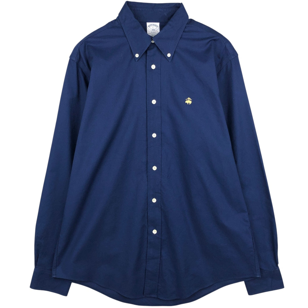 Brooks Brothers 1818 REGENT Long Sleeve Button Down Shirt, Men's Size L Supima Cotton navy blue type Vintage Second Hand