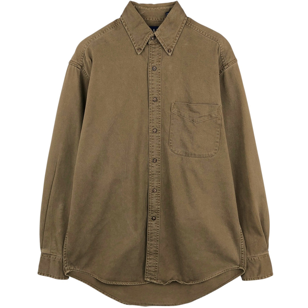 90'S GAP (Old GAP) Long-Sleeve Button-Down Shirt, Men's Size S (Equivalent), Vintage cotton brown type Vintage Second Hand