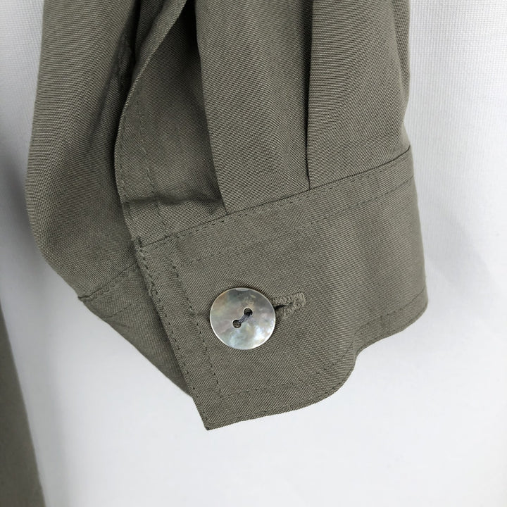 90'S Chico's Design Long-Sleeve Silk Shirt, Men's Size L (approx.), Vintage silk Khaki type Vintage Second Hand