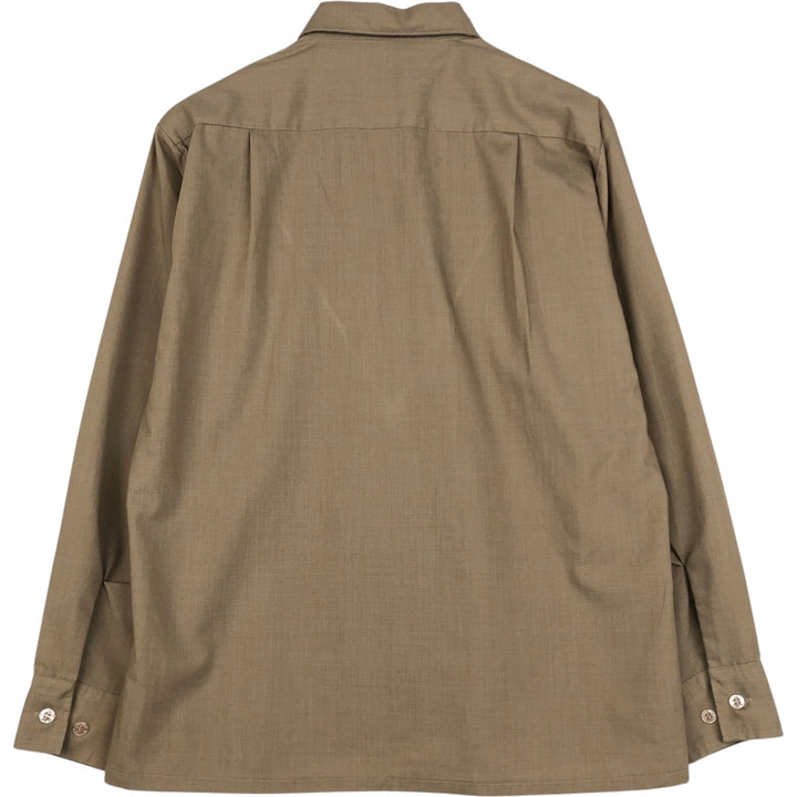 Voyager PERMANENT PRESS Convertible Collar Long Sleeve Poly-Cotton Shirt, Men's Size M (Equivalent), Vintage polyester Beige type Vintage Second Hand