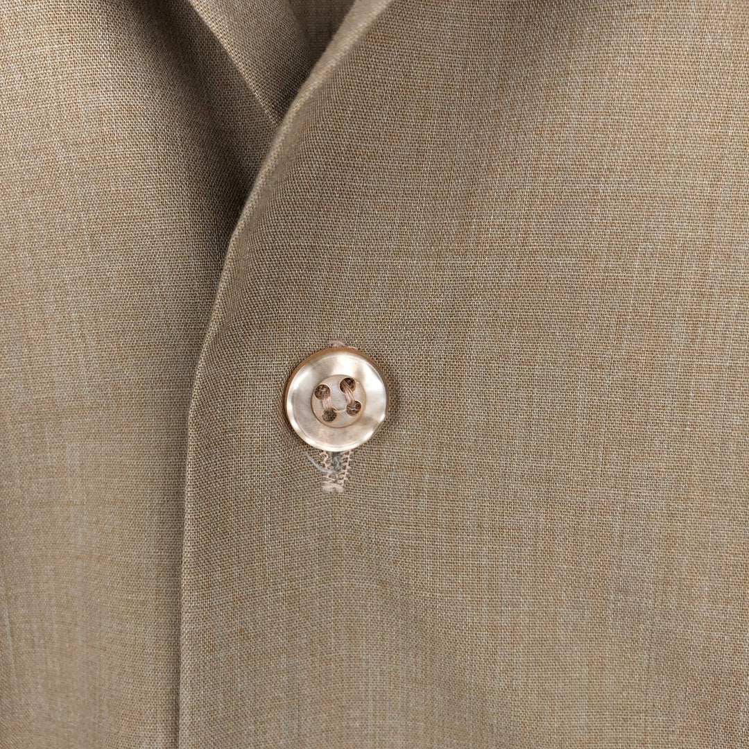 Voyager PERMANENT PRESS Convertible Collar Long Sleeve Poly-Cotton Shirt, Men's Size M (Equivalent), Vintage polyester Beige type Vintage Second Hand