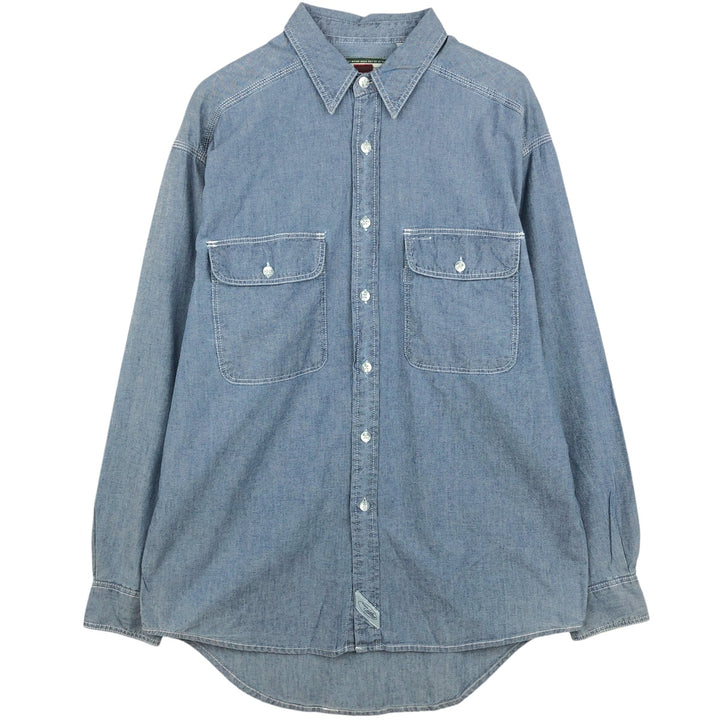 Levi's long-sleeved cotton shirt, men's size M (approx.) cotton blue type Vintage Second Hand