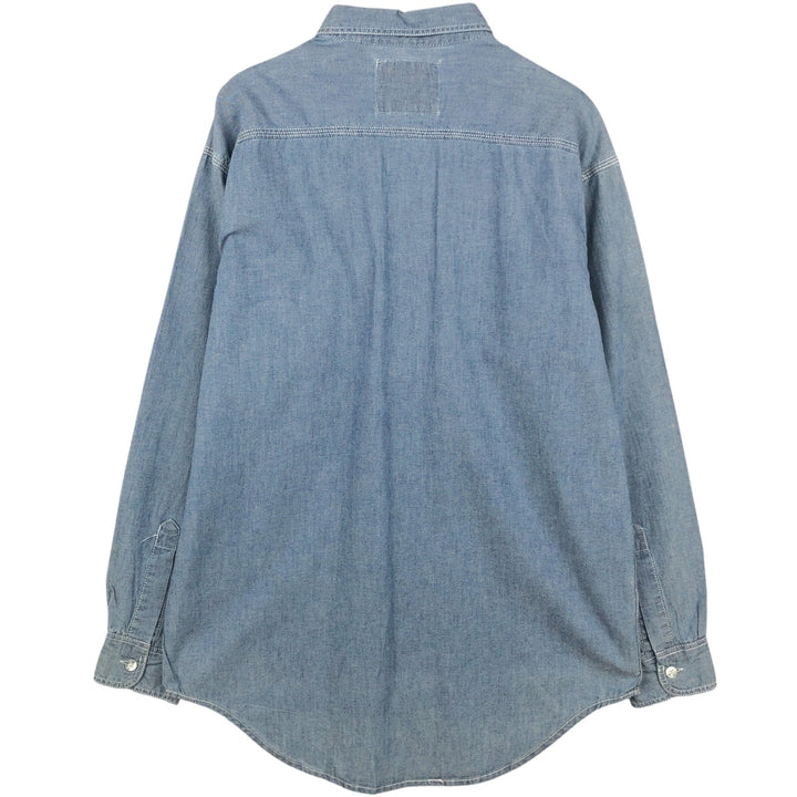 Levi's long-sleeved cotton shirt, men's size M (approx.) cotton blue type Vintage Second Hand