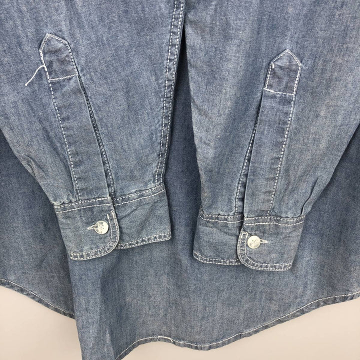 Levi's long-sleeved cotton shirt, men's size M (approx.) cotton blue type Vintage Second Hand