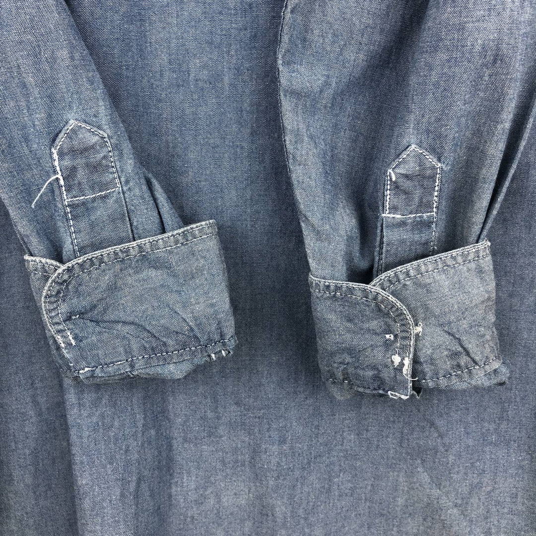 Levi's long-sleeved cotton shirt, men's size M (approx.) cotton blue type Vintage Second Hand