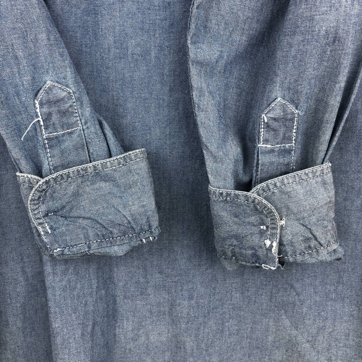 Levi's long-sleeved cotton shirt, men's size M (approx.) cotton blue type Vintage Second Hand