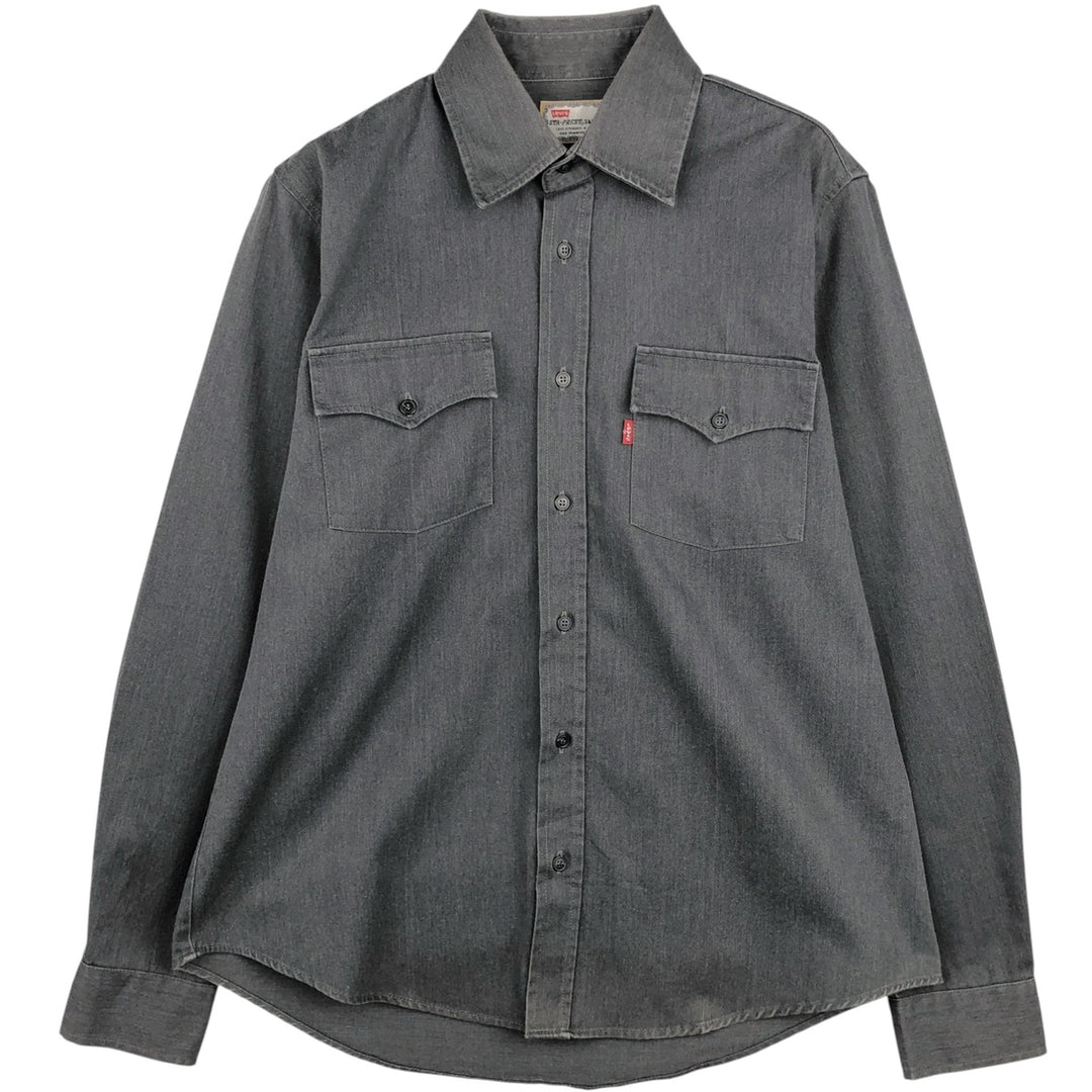 Levi's STA-PREST Long-Sleeve Cotton Shirt, Men's Size L (approx.) cotton black type Vintage Second Hand