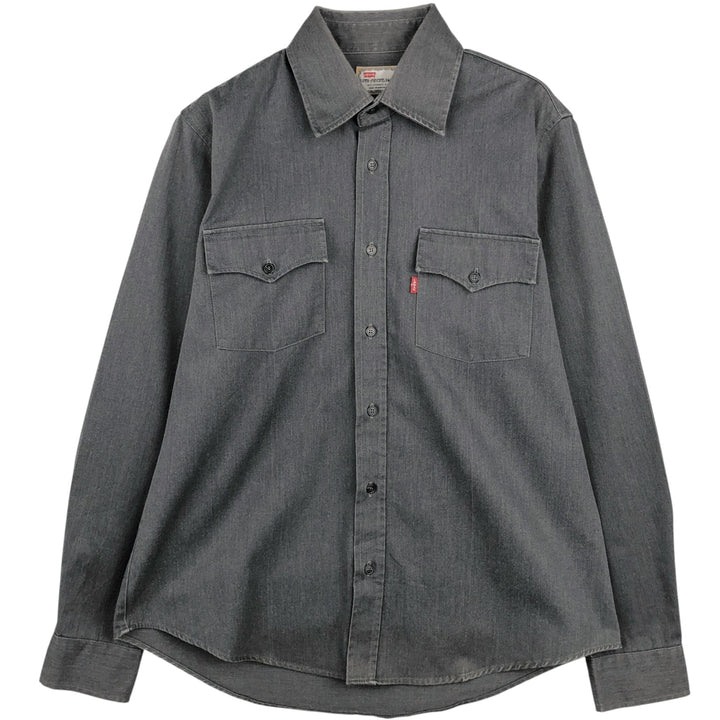 Levi's STA-PREST Long-Sleeve Cotton Shirt, Men's Size L (approx.) cotton black type Vintage Second Hand