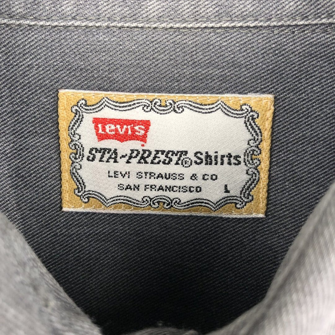 Levi's STA-PREST Long-Sleeve Cotton Shirt, Men's Size L (approx.) cotton black type Vintage Second Hand