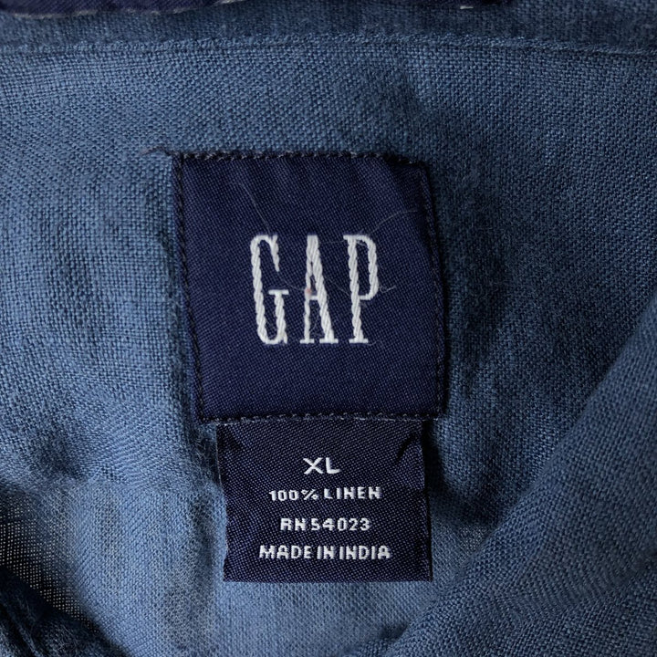90'S GAP Old Gap Fitted Long-Sleeve Linen Shirt, Men's Size XL (Equivalent), Vintage linen blue type Vintage Second Hand