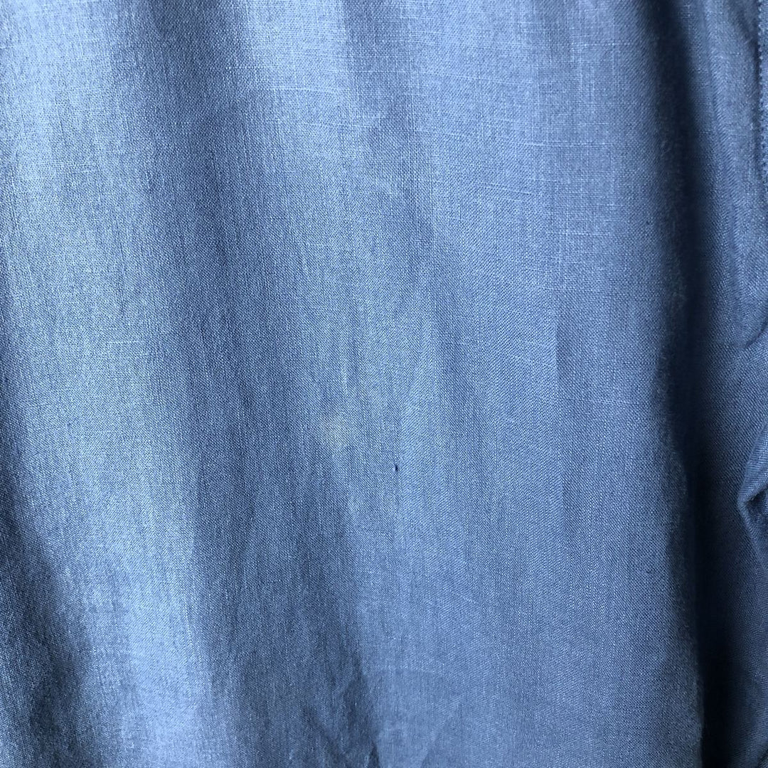 90'S GAP Old Gap Fitted Long-Sleeve Linen Shirt, Men's Size XL (Equivalent), Vintage linen blue type Vintage Second Hand