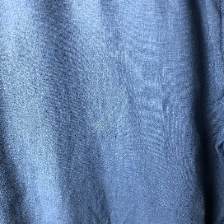 90'S GAP Old Gap Fitted Long-Sleeve Linen Shirt, Men's Size XL (Equivalent), Vintage linen blue type Vintage Second Hand