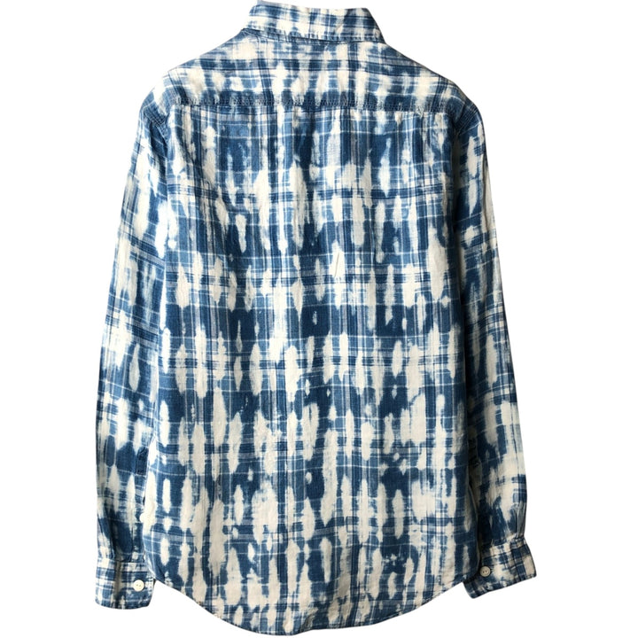 Ralph Lauren POLO RALPH LAUREN CLASSIC FIT Tie-Dye Pattern Long-Sleeve Linen Shirt (Men's Size XS) linen blue type Vintage Second Hand