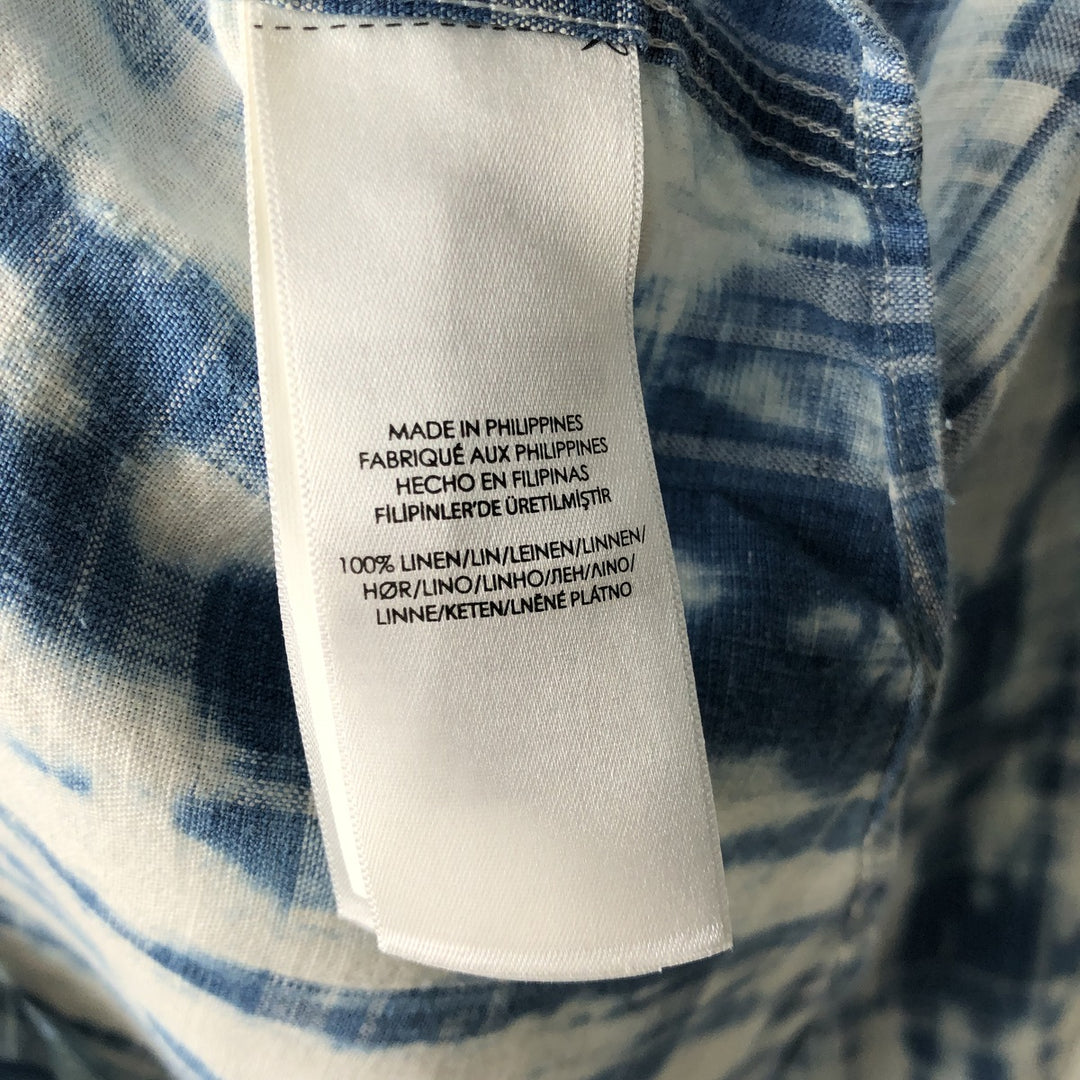 Ralph Lauren POLO RALPH LAUREN CLASSIC FIT Tie-Dye Pattern Long-Sleeve Linen Shirt (Men's Size XS) linen blue type Vintage Second Hand