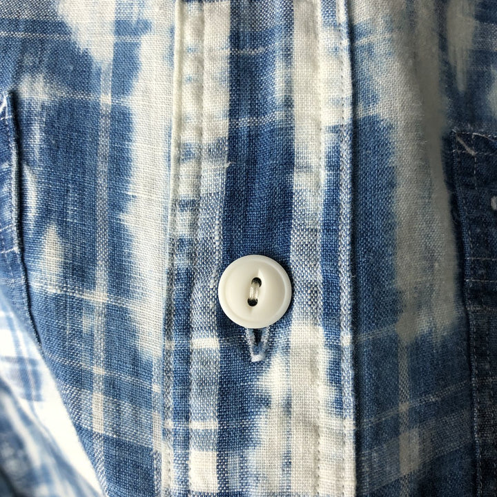 Ralph Lauren POLO RALPH LAUREN CLASSIC FIT Tie-Dye Pattern Long-Sleeve Linen Shirt (Men's Size XS) linen blue type Vintage Second Hand