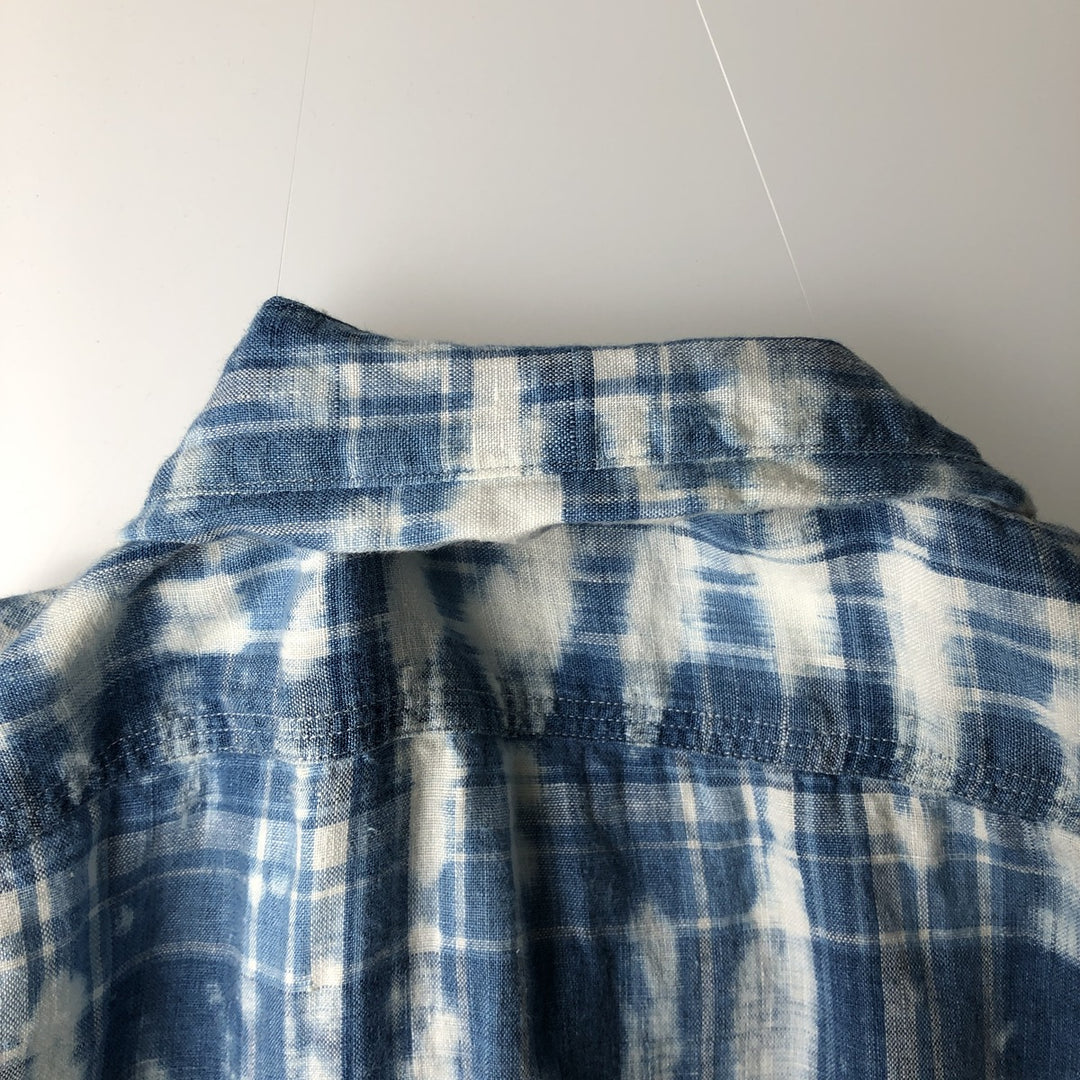 Ralph Lauren POLO RALPH LAUREN CLASSIC FIT Tie-Dye Pattern Long-Sleeve Linen Shirt (Men's Size XS) linen blue type Vintage Second Hand